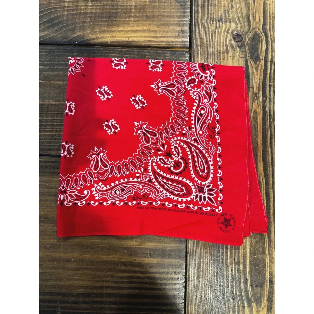 Vintage Bandana Lot 4pc Paisley Cotton Made in USA 80s 90s Vtg Western RN13960